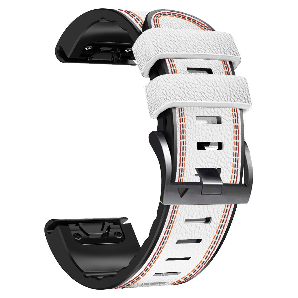 For Garmin Enduro Tactix Delta Tactix 7 Pro PU Leather Coated Silicone Watch Band 26mm Three-color Stitching Line Quick Release Sweatproof Strap For Garmin Enduro Tactix Delta Tactix 7 Pro PU Leather Coated Silicone Watch Band 26mm Three-color Stitching Line Quick Release Sweatproof Strap